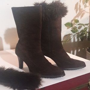 Brown Suede mid calf ankle 6.5m boots 3"h